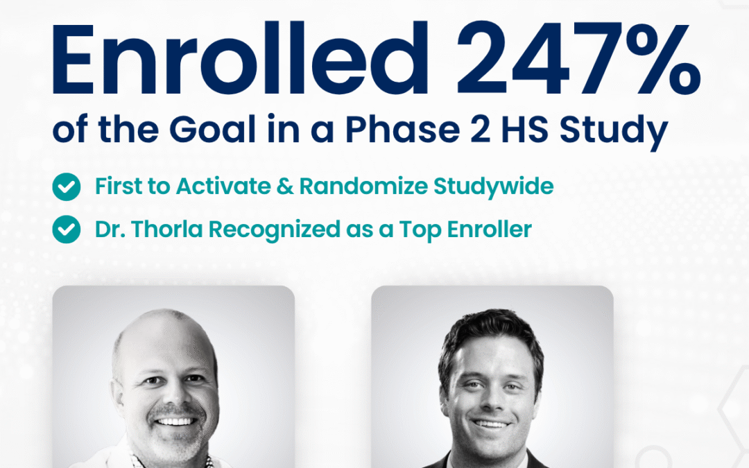 First to Activate, First to Randomize, and 247% of Goal Achieved in a Phase 2 HS Trial