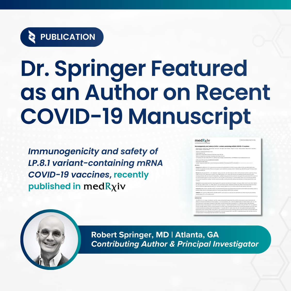 Phase 3b_4 COVID Results Publication_Dr. Springer_LinkedIn Highlight_DelRicht Research_2Mar2026